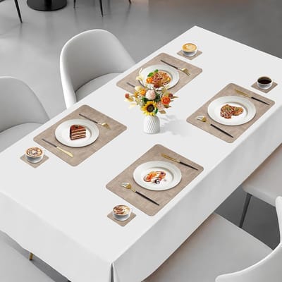 Placemats afwasbaar, hittebestendige antislip lederen placemats en onderzetters dubbelzijdige, voor keuken, thuis, restaurant keukentafel 43 x 30 cm, kaki (Kaki + Grijs)