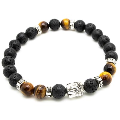 Sorprese armband - Buddha Lavastone - armband heren - zwart - cadeau - Model N