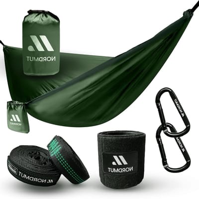 Hangmat van nylon parachutezijde voor camping outdoor survival strand en tuin - met bevestigingsset - maximale belastbaarheid 300 kg