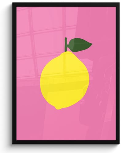 Poster in lijst - Fotolijst 50x70 cm - Posters - Citroen - Geel - Fris - Posterlijst zwart - Decoratie - Wanddecoratie woonkamer - Muurdecoratie slaapkamer