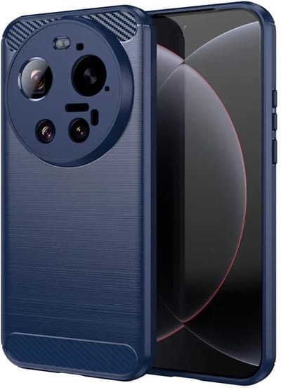 Geborsteld TPU Hoesje Geschikt voor Xiaomi 17 Ultra - Beschermhoes - Back Cover - Case Flexibel TPU - Stijlvol Carbon - Dun - Blauw