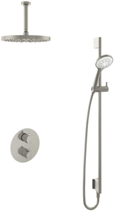 Hotbath Buddy - Inbouw Regendoucheset - Thermostatisch - Plafondbuis 15 cm - Hoofddouche 300 mm - Ronde Handdouche 3 Standen - Glijstang 900 mm - met 2-Weg Stop-Omstel - Waterbesparend - V02