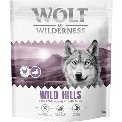 Wolf of Wilderness Adult "Wild Hills" Eend - Graanvrij - Voordeelpakket: 4 x 1 kg Nieuw Recept