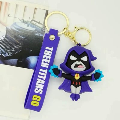Grensoverschrijdende Creatieve Cartoon Teen Titans Go Groothandel van Sleutelhangers Tassen Auto Sleutelhangers Accessoires Cadeaus Y2k Mode Speelgoed Anime blue
