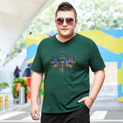 Dikke Mannen Dikke Plus Grote Maat V-hals Katoen Los T-shirt Zomer Dikke Jeugd Honderd Lichaam Shirts Oversized 7XL