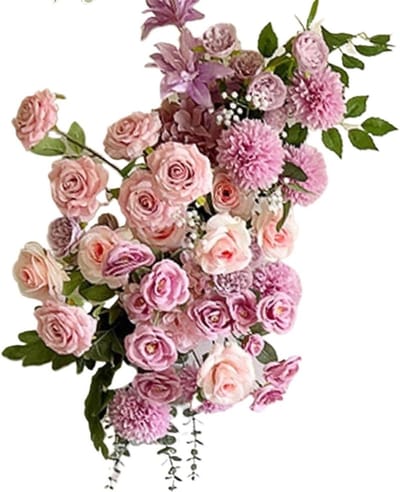 Kunstbloem Rij - Zijde Bloemen - Feestelijke Decoratie - Onderhoudsvrij Plezier - 75 Cm Lengte - Roze Paars