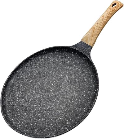 Pannenkoekenpan - Inductiepan Koekenpan - Ontbijt Bakken - Antiaanbaklaag - 24 cm - Zwart