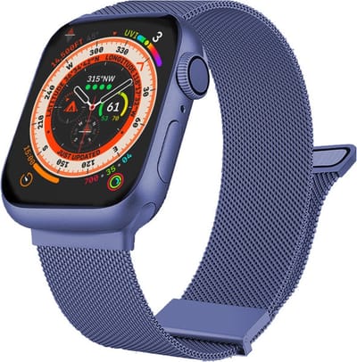Milanees bandje - geschikt voor Apple Watch 1/2/3/4/5/6/7/8/9/10/11/ SE (1,2,3) met maat 38 mm / 40 mm / 41 mm en 42 mm (Watch 10/11) - blauw