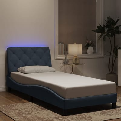 vidaXL - Bedframe - met - LED - zonder - matras - fluweel - donkergrijs - 90x190 - cm