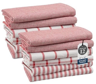 12 Katoenen Keukenhanddoeken - Absorberende en Sneldrogende Theedoeken voor Keuken, 45,7 x 71 cm