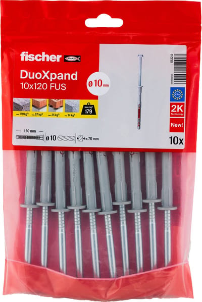 Fischer - Constructieplug - DuoXpand - 10 x 120 FUS - Verzonken kop (10 stuks)