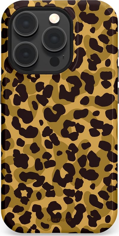 Casetastic hoesje geschikt voor Apple iPhone 15 Pro - MagSafe - Dubbellaagse bescherming - Jungle Panter - Fashion Case - Zwart Crème Beige