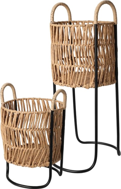 Home&Styling - bloempot in metalenhouder - 2 stuks - 61 en 37 cm hoog