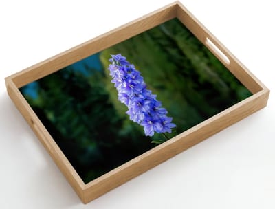 Dienblad hout 50x35 cm - Schootdienblad - Bloemen - Blauw - Dennenboom - Borrelplank rechthoek - Plateau dienbladen