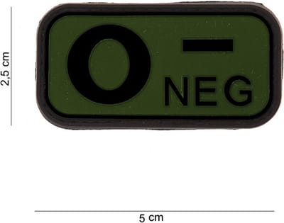 Embleem 3D PVC bloedgroep O- negatief groen