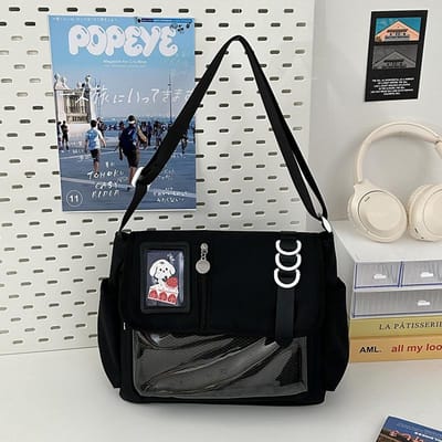 Grote Capaciteit Eenvoudige Vrouwelijke Japanse Leuke Postman Tas Transparante Modderbalk Pijn Tas Student Dopamine Crossbody Tas gray