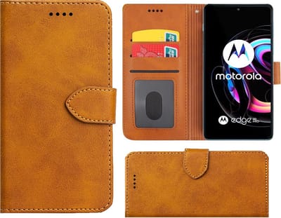 Geschikt voor Motorola Moto Edge 20 Pro Hoesje - Bookcase - Pu Leder Wallet Book Case Cognac Bruin Cover