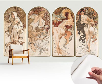 Wallfluent Zelfklevend Behang - Poriën van vrouwen Zelfklevend fotobehang - 416x254 cm - Bruin Zelfklevend Behang - Herpositioneerbaar - Voor de woonkamer, slaapkamer en kantoor Zelfklevend Behang