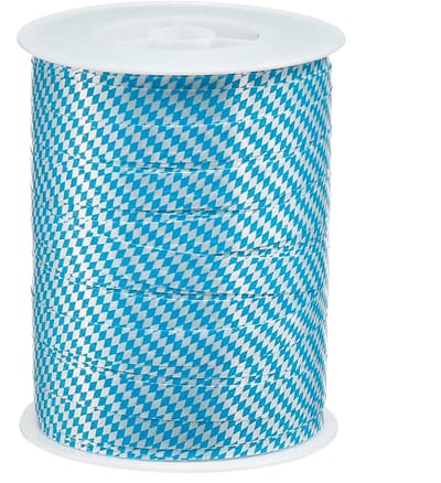 Decoratief lint krullint Oktoberfest blauw-wit 10mm 250m