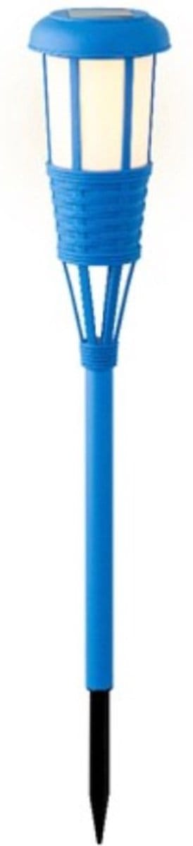 Solar tuinfakkel/tuinlamp blauw op zonne-energie 61 cm - Prikspots tuinverlichting