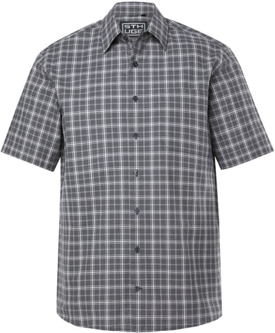 STHUGE - Heren - geruit overhemd korte mouwen Boxy Fit kentkraag tot 8XL - Donker leisteen - Maat L