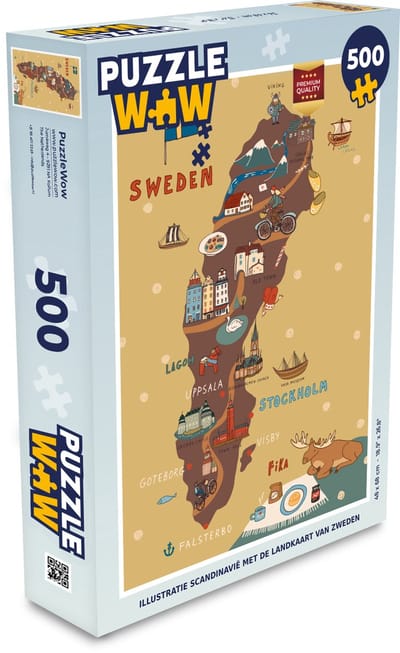 Puzzel Illustratie Scandinavië met de landkaart van Zweden - Legpuzzel - Puzzel 500 stukjes