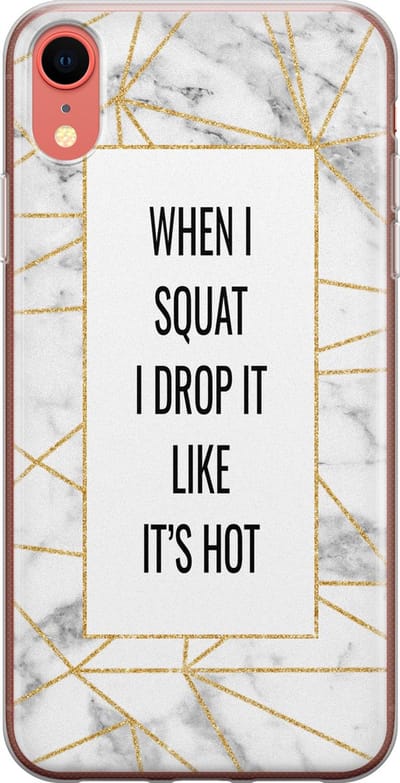 Leuke Telefoonhoesjes - Hoesje geschikt voor iPhone XR - Fitness quote squats - Soft case - TPU - Tekst - Grijs