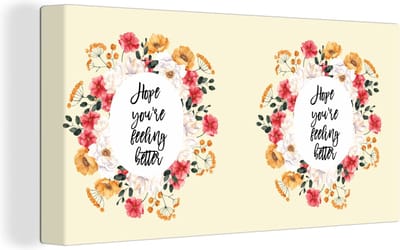 Canvas Schilderij Beterschap - Spreuken - Planten - Hope - 40x20 cm - Wanddecoratie