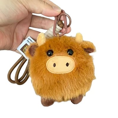 Gesimuleerde Schotse Hooglandkoe Pluche Speelgoed Schattig Knuffeldier Hanger Super Zachte Pluchepop Rugzak Accessoires Kerstcadeau beige