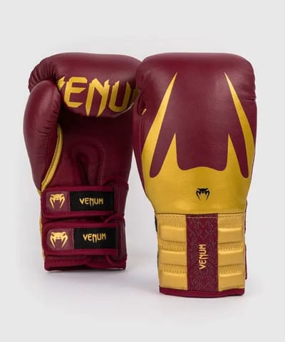 Venum Reverso Boxing Gloves - Cherry Red / Gold - 12oz