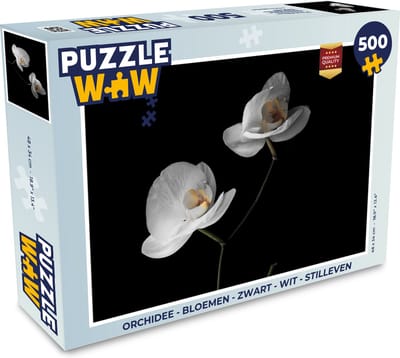 Puzzel Orchidee - Bloemen - Zwart - Wit - Stilleven - Legpuzzel - Puzzel 500 stukjes