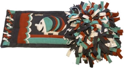 Snuffelmat voor honden en katten. Snuffelmat maat S in de kleuren antraciet/turquoise/roestbruin/off white. Hersenwerk voor huisdieren. MadeByShuko. Snuffelkleed-Speelkleed-Voerkleed-Hondenpuzzel-Voerpuzzel-Slowfeeder-Intelligentie speelgoed hond/kat