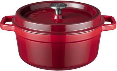 Sola Gietijzeren Braadpan - Ø 24 cm - Rood - Inclusief deksel