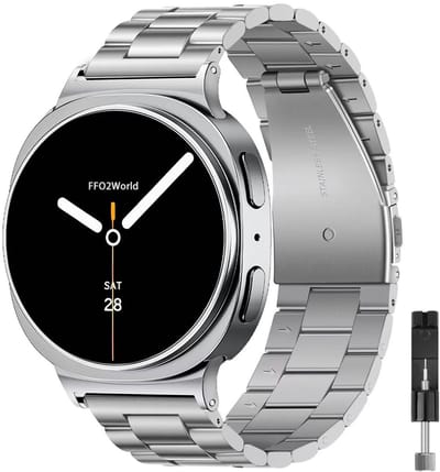 Stravo Stalen schakel band 'Classic' - Hoogwaardig RVS bandje geschikt voor Samsung Galaxy Watch 9 (40/44mm) / Watch 8 (40/44mm) / 8 Classic (46mm) - inclusief inkortset - Zilver