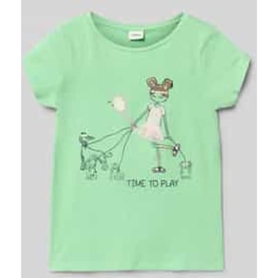 A-lijn T-shirt met glitterprint en applicatie meisje s.Oliver