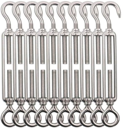 10 stuks spanners voor staal- en draadkabels in roestvrij staal M5, ideaal voor tuin, terras, zonwering en afspanwerken