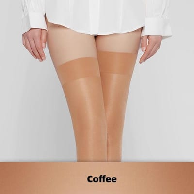 Bas Lolita Mignons Vert Menthe Kawaii Couleur Bonbon Tube Large Mi-Mollet Bas Élastiques Brillants Toucher Soyeux Longs Bas de Fête One Size beige