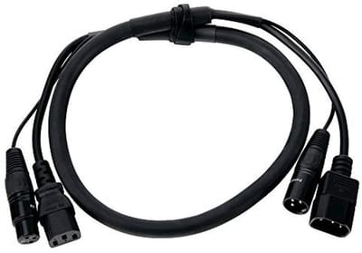 Hybride DMX Combi-kabel voor Stroom en Signaal - 1 m Zwart