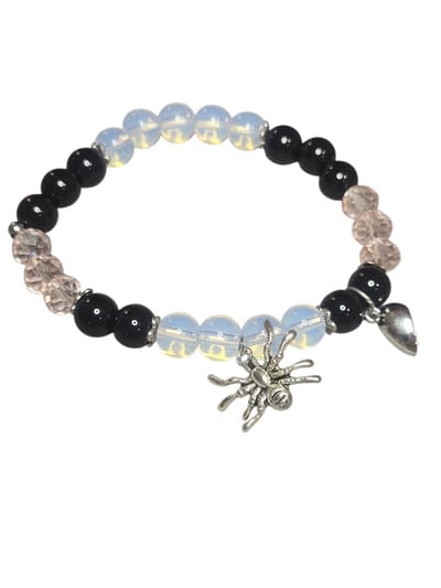 obsidiaan en opaliet armband.