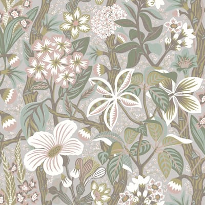 Boråstapeter Vliesbehang 2080 - Swedish Designers - Botanisch Grijs - 49cm x 10.05m