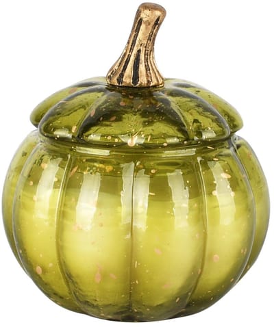 Dekoratief | Pompoen geurkaars 'Sprinkle Green', glas/wax, 15x15x15cm | A258083