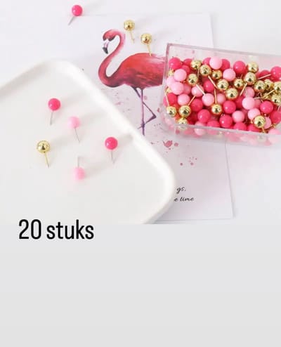 Akyol - Punaises - Prikbord - Memobord - Kantoor artikelen - roze - 20 stuks - goudkleur - punaise roze - punaise voor school - roze punaises