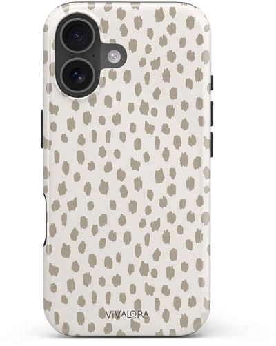 VivaLora Tough Telefoonhoesje iPhone 17 met MagSafe - Wild Dots Print - 2-in-1 Phone Case - Hard Case & Siliconen Backcover - Extra Bescherming - Shockproof Cover - Dierenprint - Panter Beige