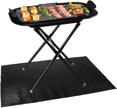 VT Goods - Vloerbeschermingsmat - Gas en Elektrische Grillmat - Antislip en Waterdicht - 124,5 x 75 cm - PVC met Polyester Vezel - Bescherming v...