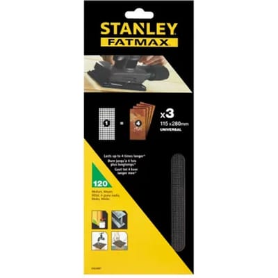 Stanley Schuurvel Fatmax Quickfit - K120 - Zwart - 115x280mm - 3 Stuks