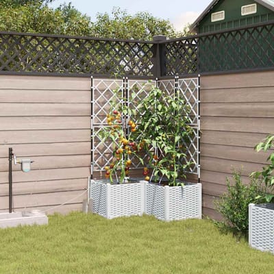 vidaXL - Plantenbak - 3 - st - Wit - 80 - x - 80 - x - 142 - cm - PP