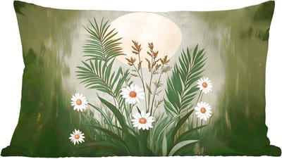 Sierkussens - Kussentjes Woonkamer - 60x40 cm - Bloemen - Bladeren - Zon - Groen