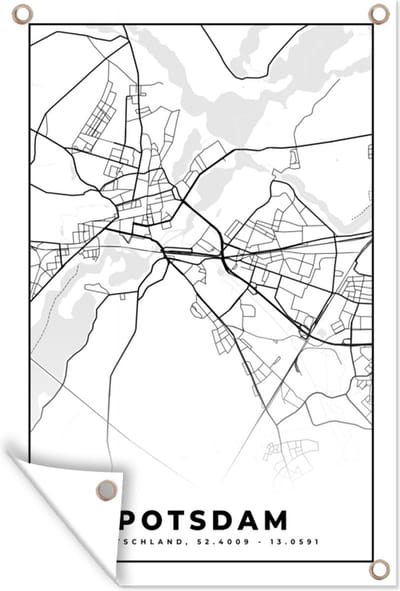 Muurdecoratie Kaart - Potsdam - Plattegrond - Stadskaart - 120x180 cm - Tuinposter - Tuindoek