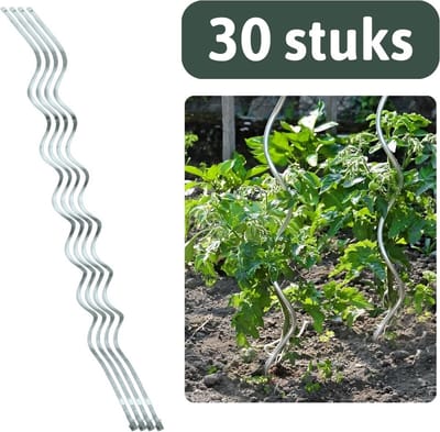 Famiflora tomatenspiraal 1M50 (150 cm) - set van 30 stuks - Gegalvaniseerde tomatenspiralen - 6mm dikte - Houdt zware tomatentrossen overeind