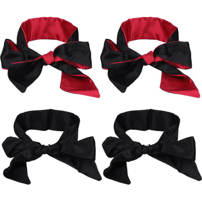 4 Stuks Zijde Doek Oogkapje Slaap Oogmasker Blinddoek Tie voor Valentijnsdag Cadeau 150cm black